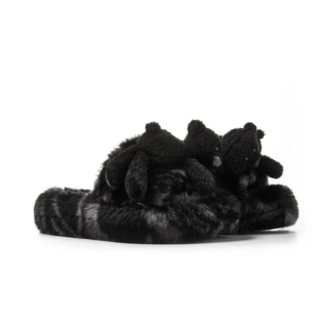 13DE MARZO Logo Furry Plush Slipper Black