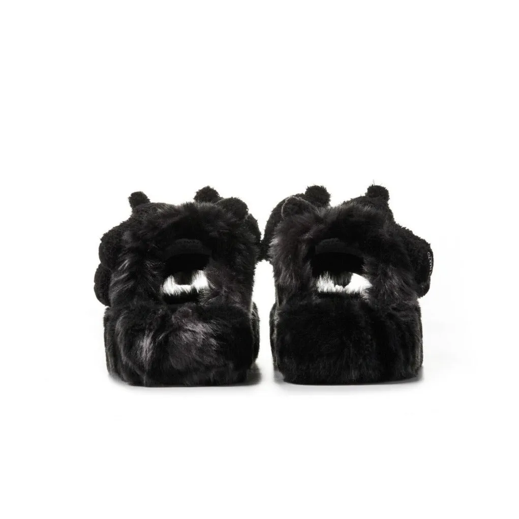 13DE MARZO Logo Furry Plush Slipper Black