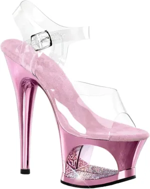 17CM/6.69IN Women Fashion Sexy Catwalk Large Size high Block Heel Sandal Court Shoes Ladies High Heels Sexy Pole Dancer Stripper Heel Stiletto Party Sandals,Pink,16