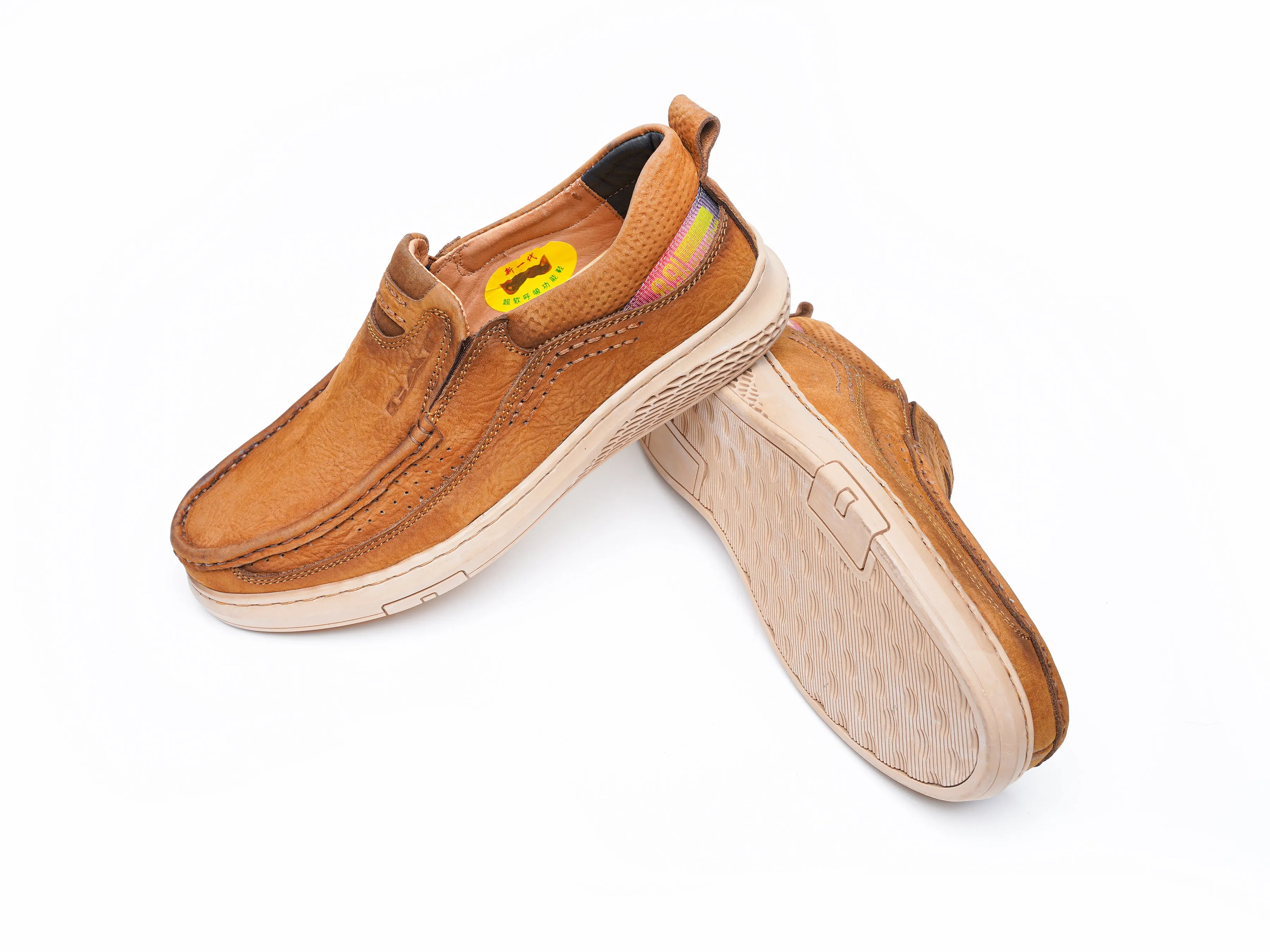 23016 Brown Cross Border real leather men's trend leisure wear new youth office British wind shoes non-slip Casual Shoe wear