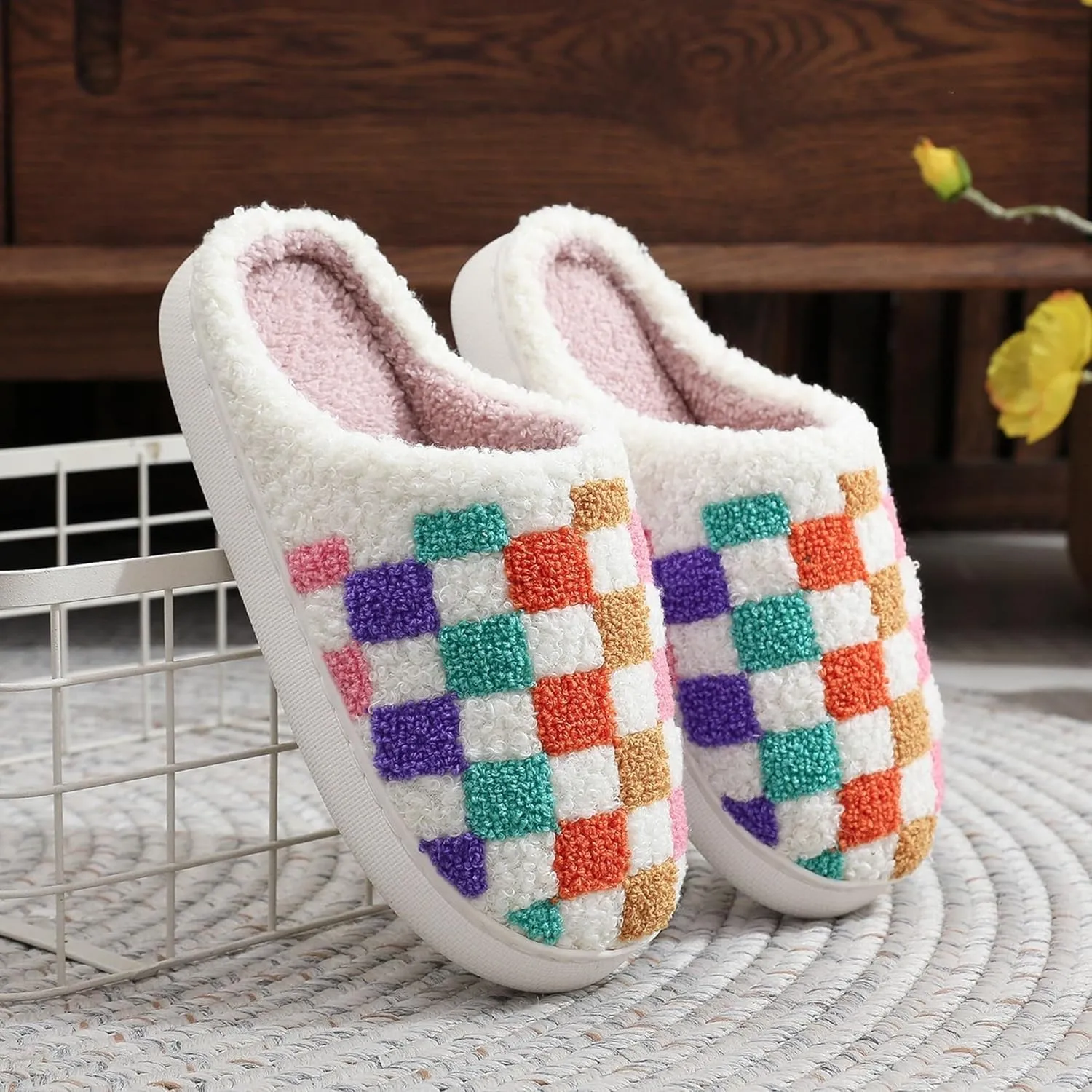 24 Years New Animal Fruit Slippers For Women Fluffy Plush Slippers Cute Cartoon House Slipper Fruit Slippers for Womens Mens Plush Soft Memory Foam House Shoes Women's Men's Cute Slippers