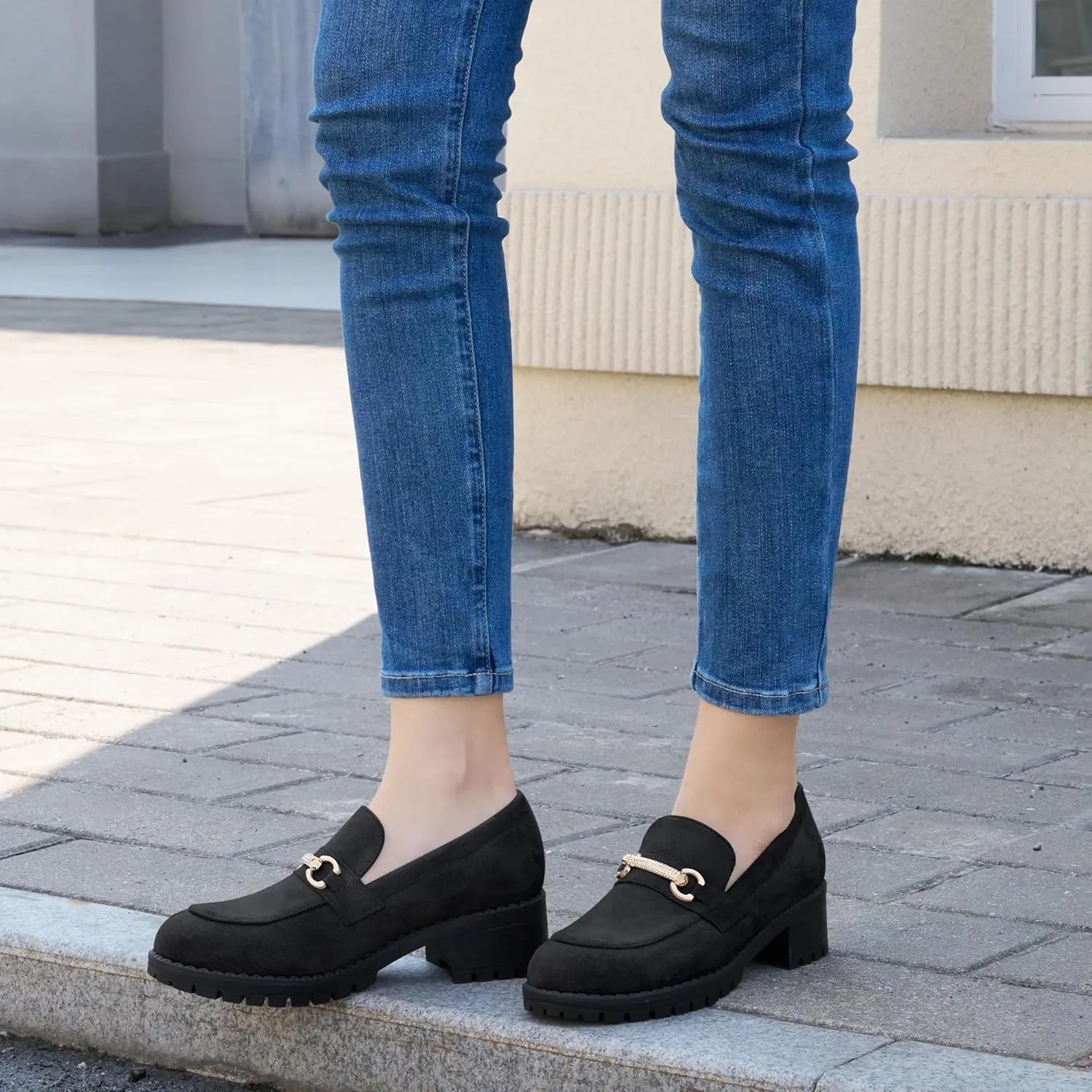 Ablanczoom Chunky Loafers for Women Platform: Comfortable Suede Penny Womens Loafer Dressy Slip On Casual Office Business Shoes