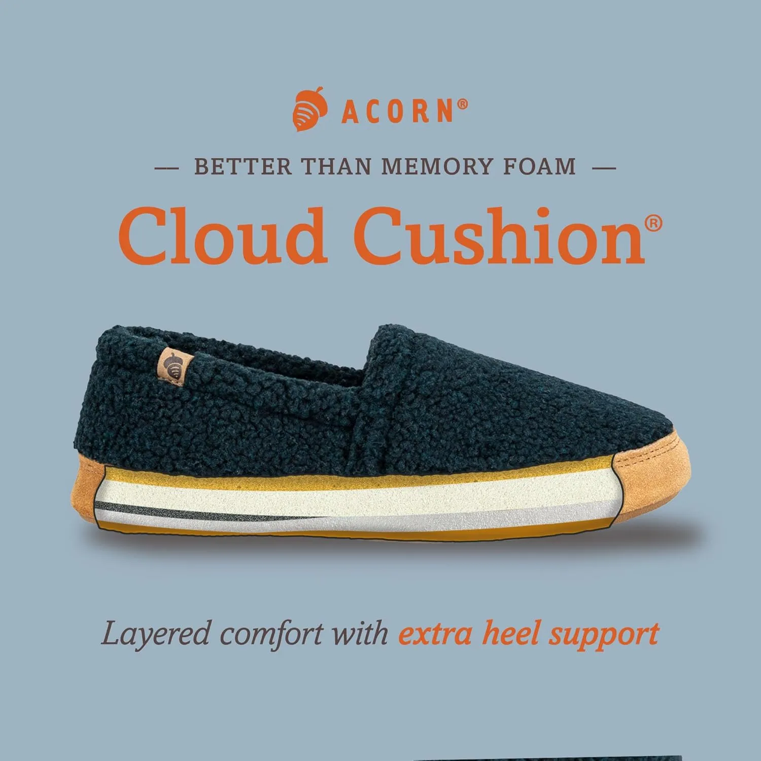 Acorn Men's Slippers with Memory Foam Insole Suede Sidewall and Rubber Outsole