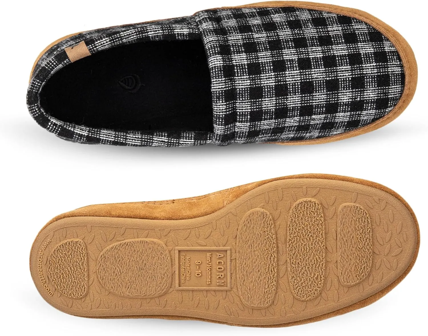 Acorn Men's Slippers with Memory Foam Insole Suede Sidewall and Rubber Outsole