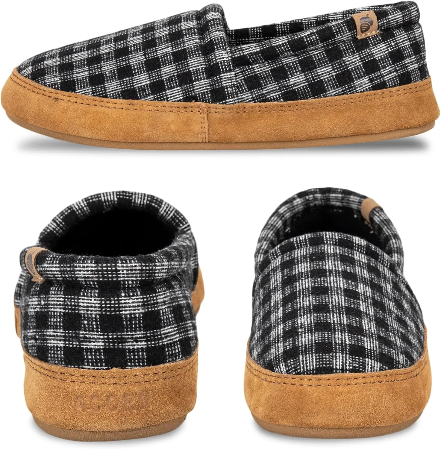 Acorn Men's Slippers with Memory Foam Insole Suede Sidewall and Rubber Outsole
