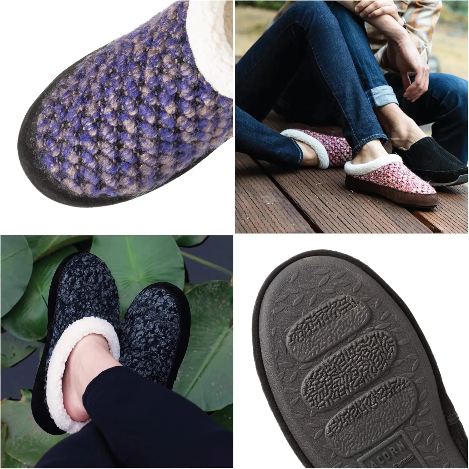 Acorn Womens Slipper with Berber Lining, Suede Siding and Durable Non-Slip Indoor/Outdoor Sole