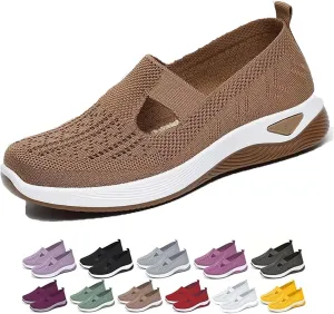 Addenno Womens Shoes, Women's Casual Breathable Slip on Orthopaedic Walking Sneakers, Moderatearch Support Mesh-Comfortable Workout Sneaker