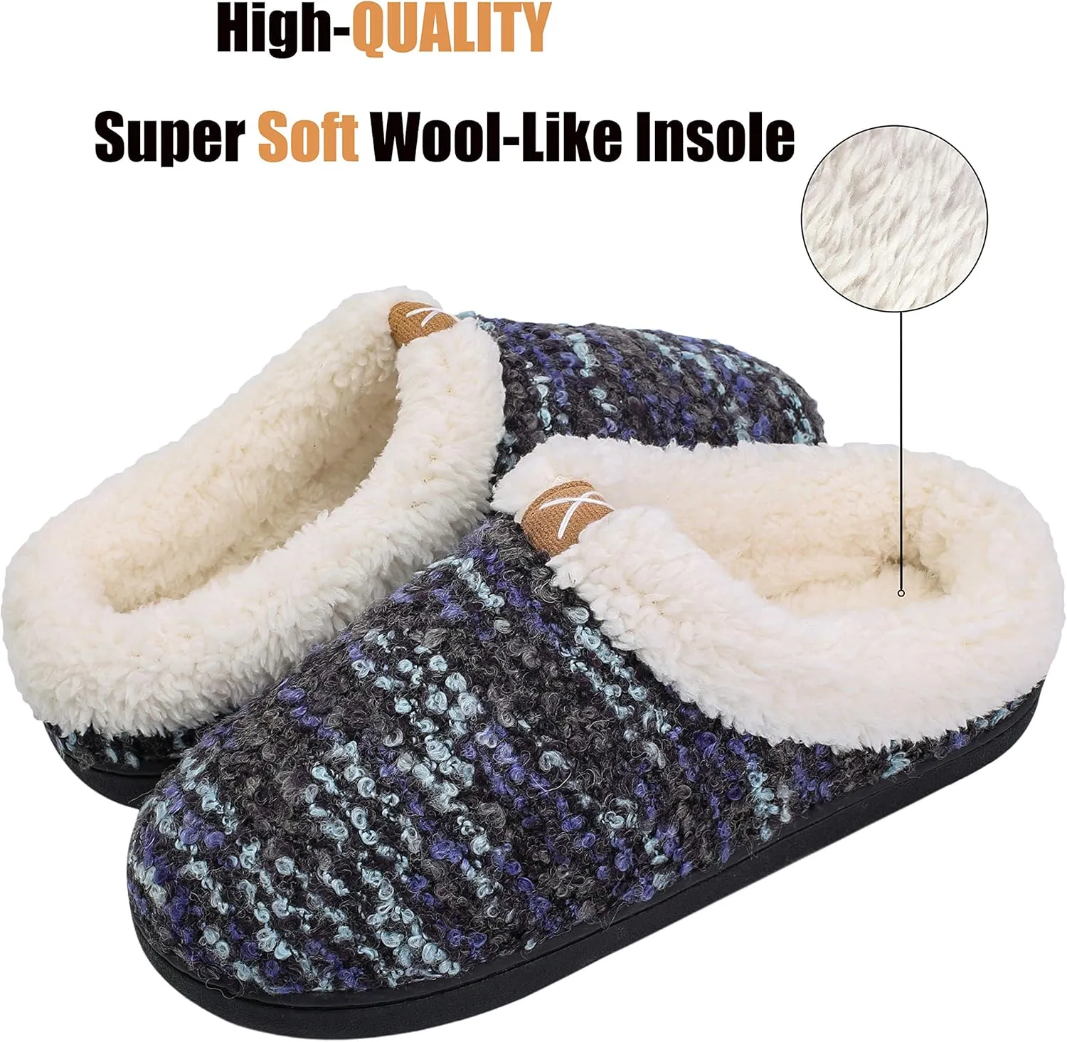 adituo Women's Comfort Memory Foam Slippers Plush Lined House Shoes Indoor, Outdoor Non-Slip Rubber Sole