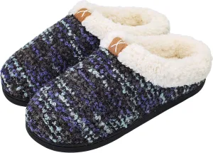 adituo Women's Comfort Memory Foam Slippers Plush Lined House Shoes Indoor, Outdoor Non-Slip Rubber Sole