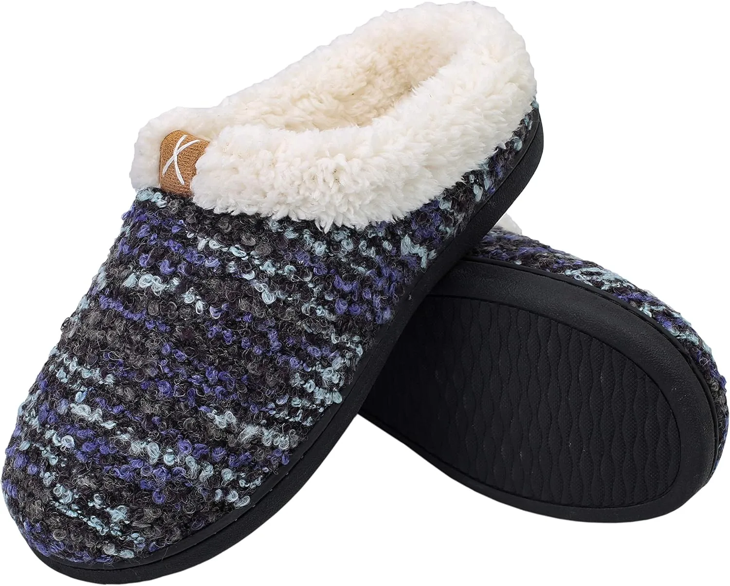 adituo Women's Comfort Memory Foam Slippers Plush Lined House Shoes Indoor, Outdoor Non-Slip Rubber Sole