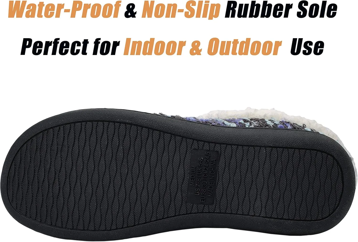 adituo Women's Comfort Memory Foam Slippers Plush Lined House Shoes Indoor, Outdoor Non-Slip Rubber Sole