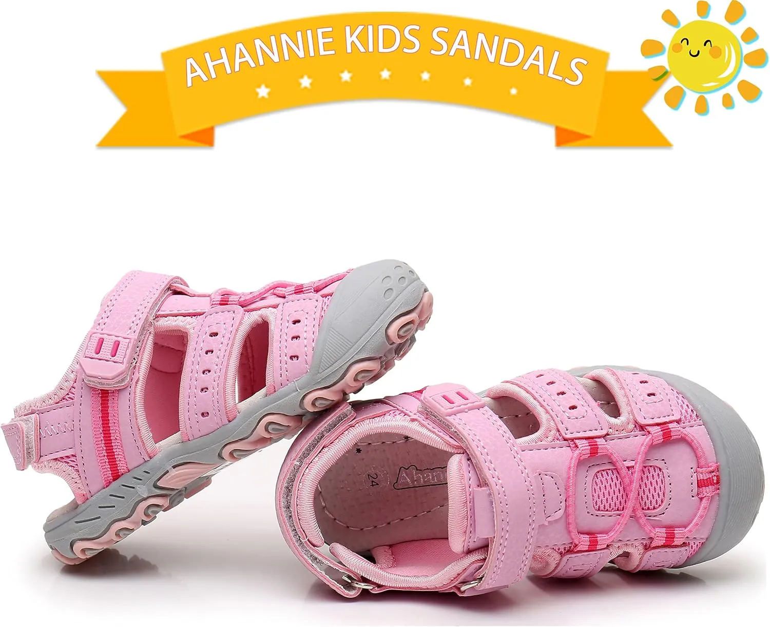 Ahannie Boys Girls Outdoor Sport Sandals,Kids Closed Toe Beach Sandals, Toddler Summer Shoes