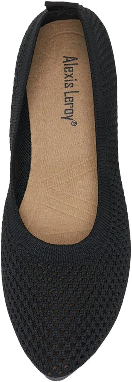 Alexis Leroy Women's Loafer Mesh-Breathable Walking Shoes Slip On Casual Elastic Knit Lightweight Dressy Ballet Shoes