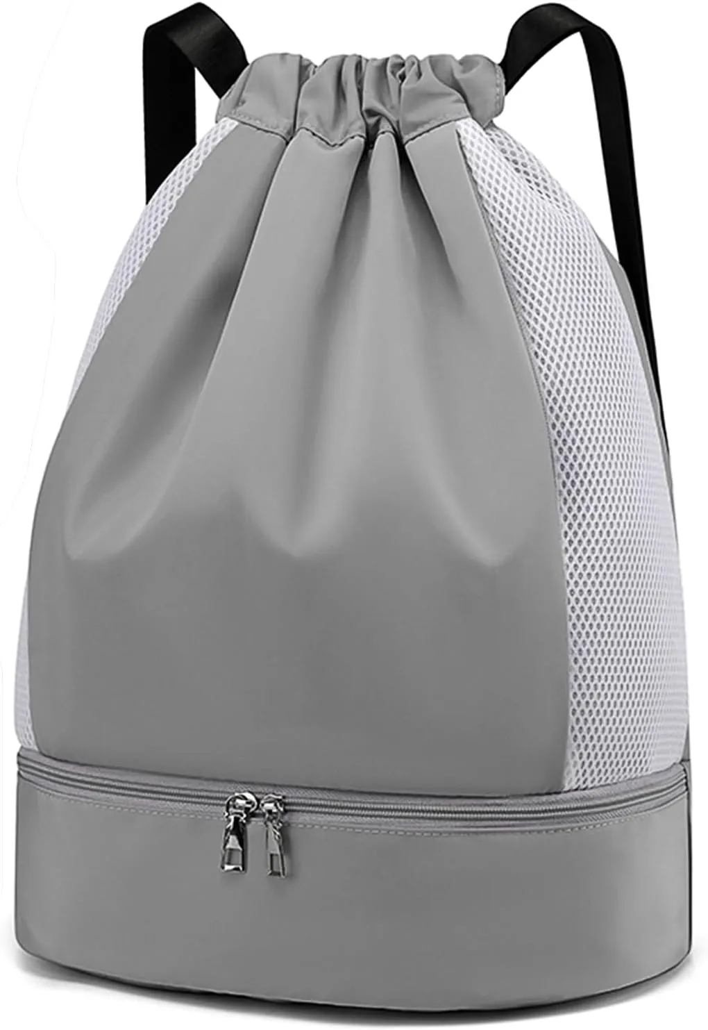 ALUSBELL Large Drawstring Backpack Sports Gym Sackpack Basketball Bag String Bag Cinch Beach Swim Bag for Women Men,Gray