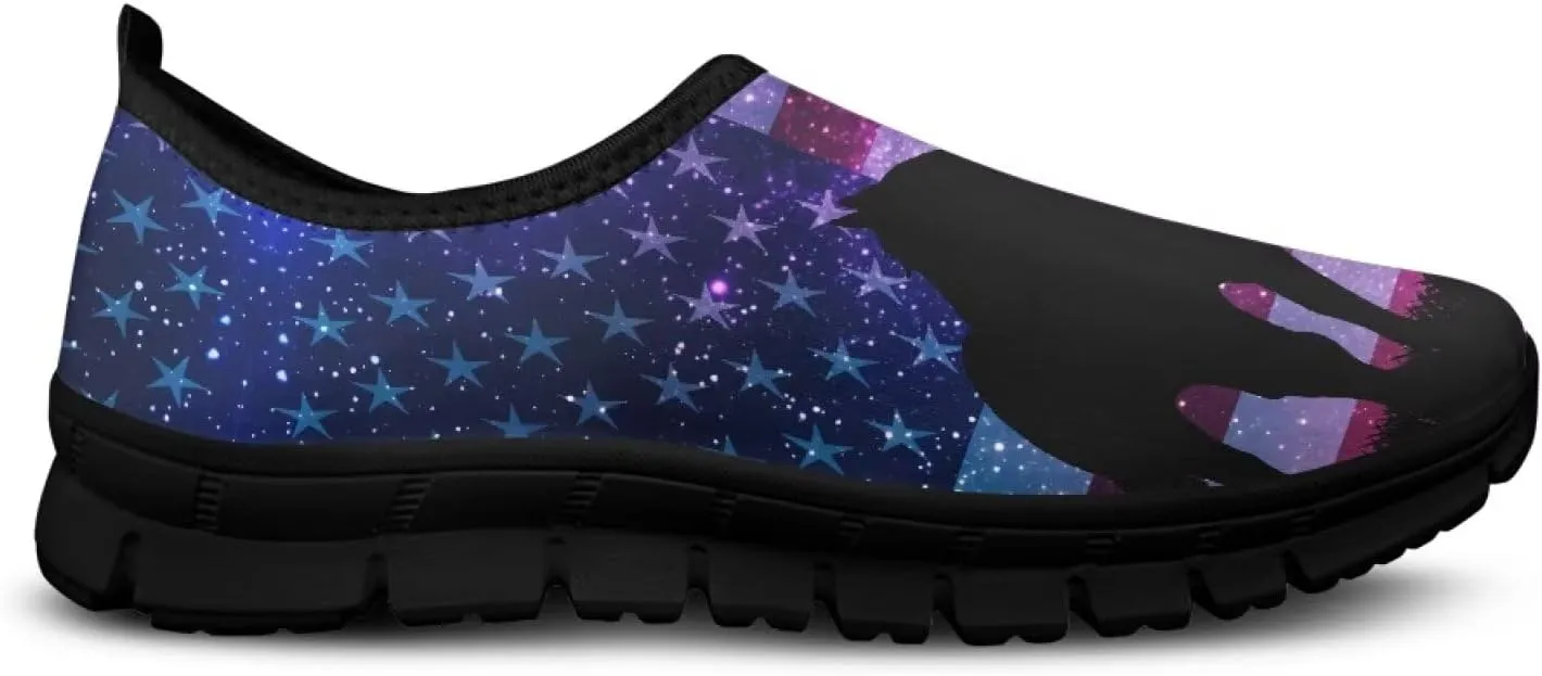American Flag Mens Slip On Running Walking Shoes Lightweight Fashion Gym Sneakers Non Slip Workout Shoes Breathable Loafer SizeUS 5-14