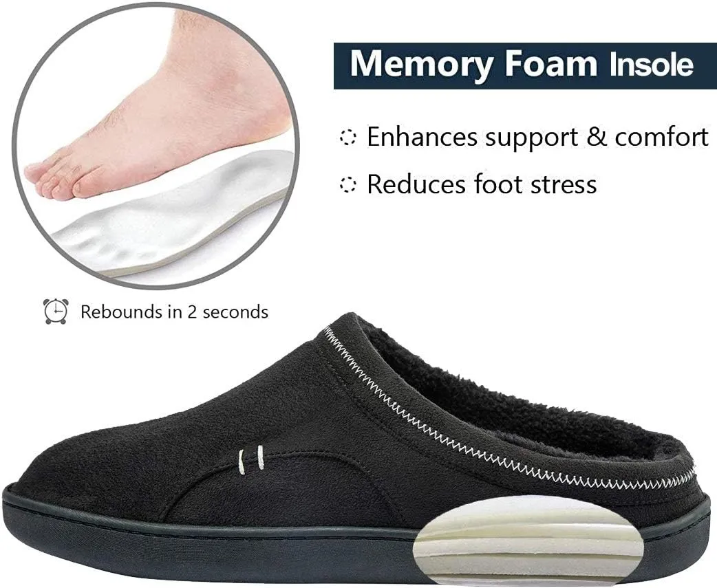 Anbenser Mens Cozy House Slippers Memory Foam Bedroom Slippers Casual Warm Plush Lining Slip on Indoor Outdoor
