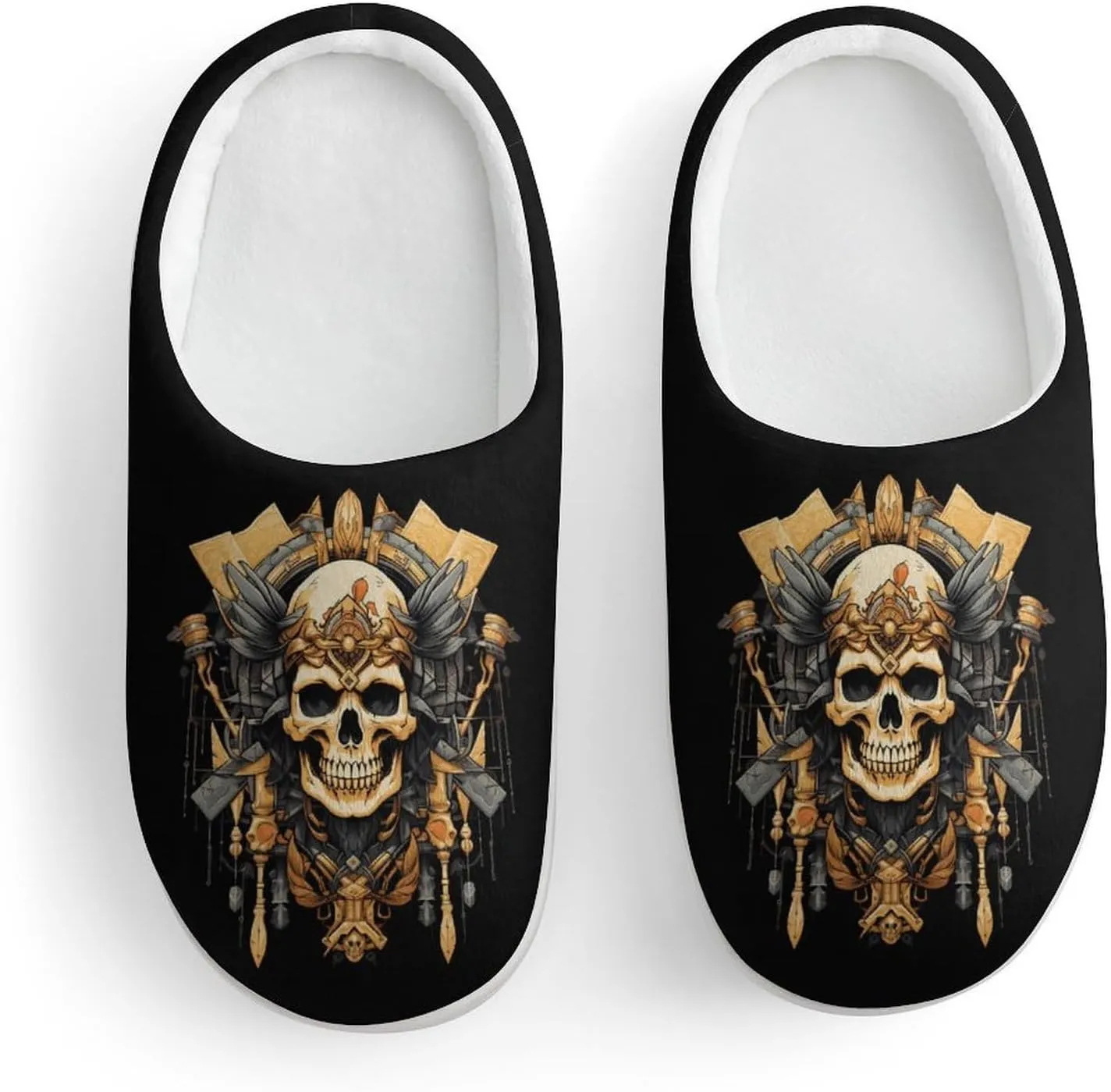 Ancient Art Skull Kids Slippers for Girls Boys Winter Warm Plush Slip On House Slippers for Indoor Outdoor