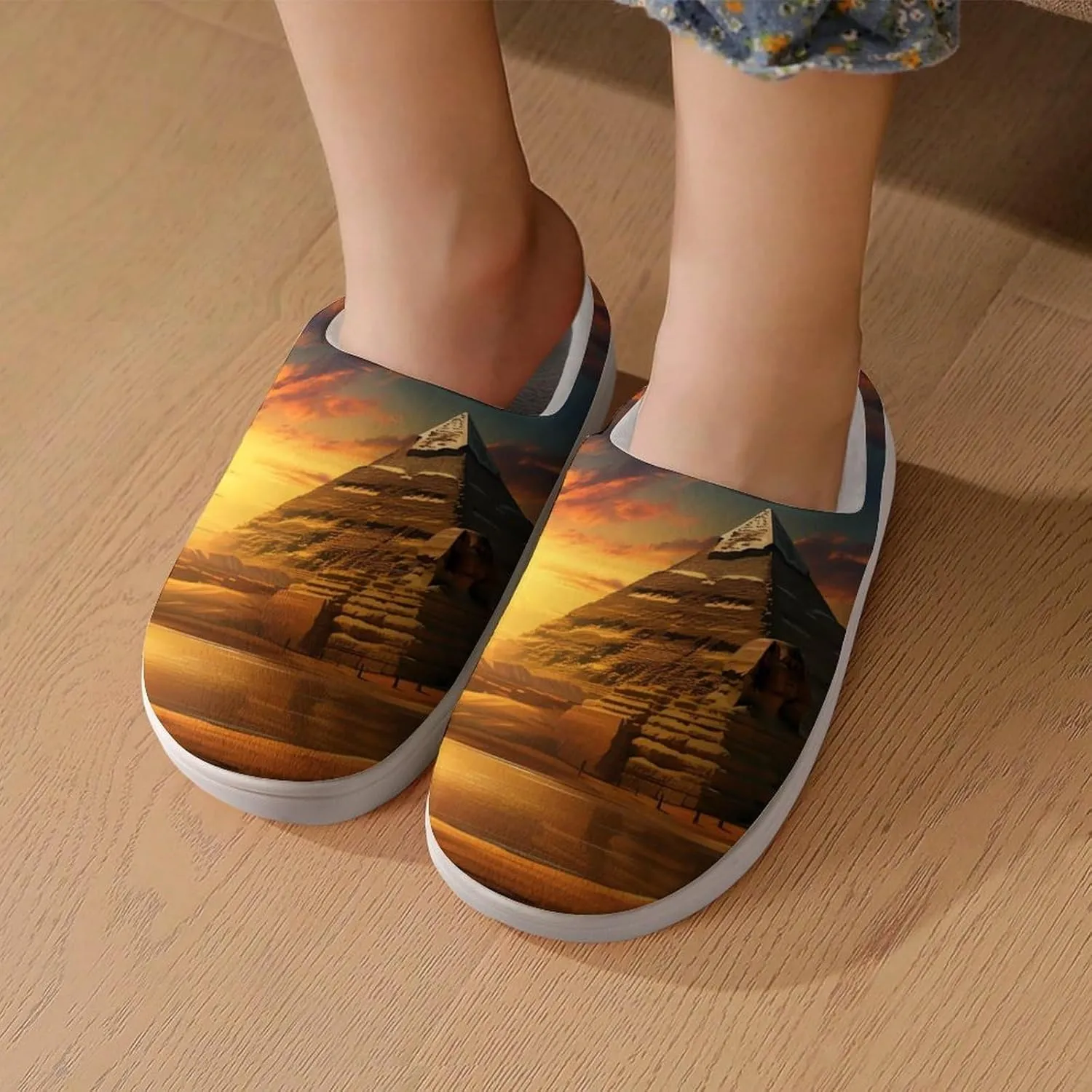 Ancient Egypt Secrets Pyramid Sphinx Kids Slippers for Girls Boys Winter Warm Plush Slip On House Slippers for Indoor Outdoor