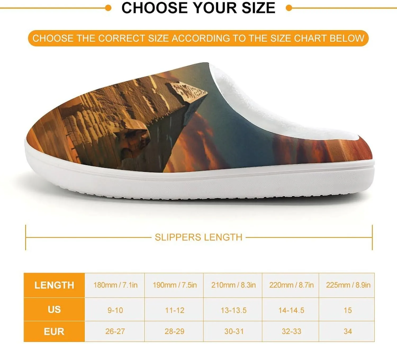 Ancient Egypt Secrets Pyramid Sphinx Kids Slippers for Girls Boys Winter Warm Plush Slip On House Slippers for Indoor Outdoor