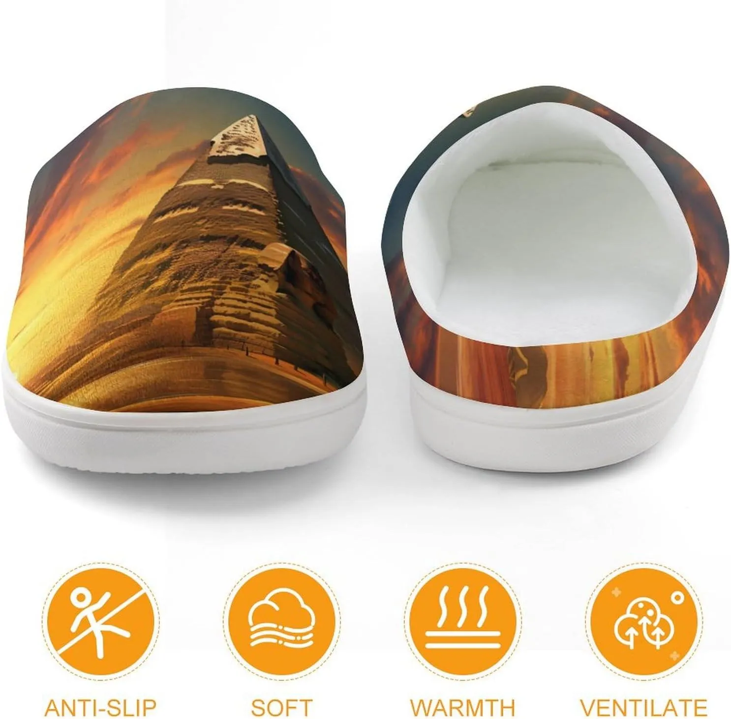 Ancient Egypt Secrets Pyramid Sphinx Kids Slippers for Girls Boys Winter Warm Plush Slip On House Slippers for Indoor Outdoor