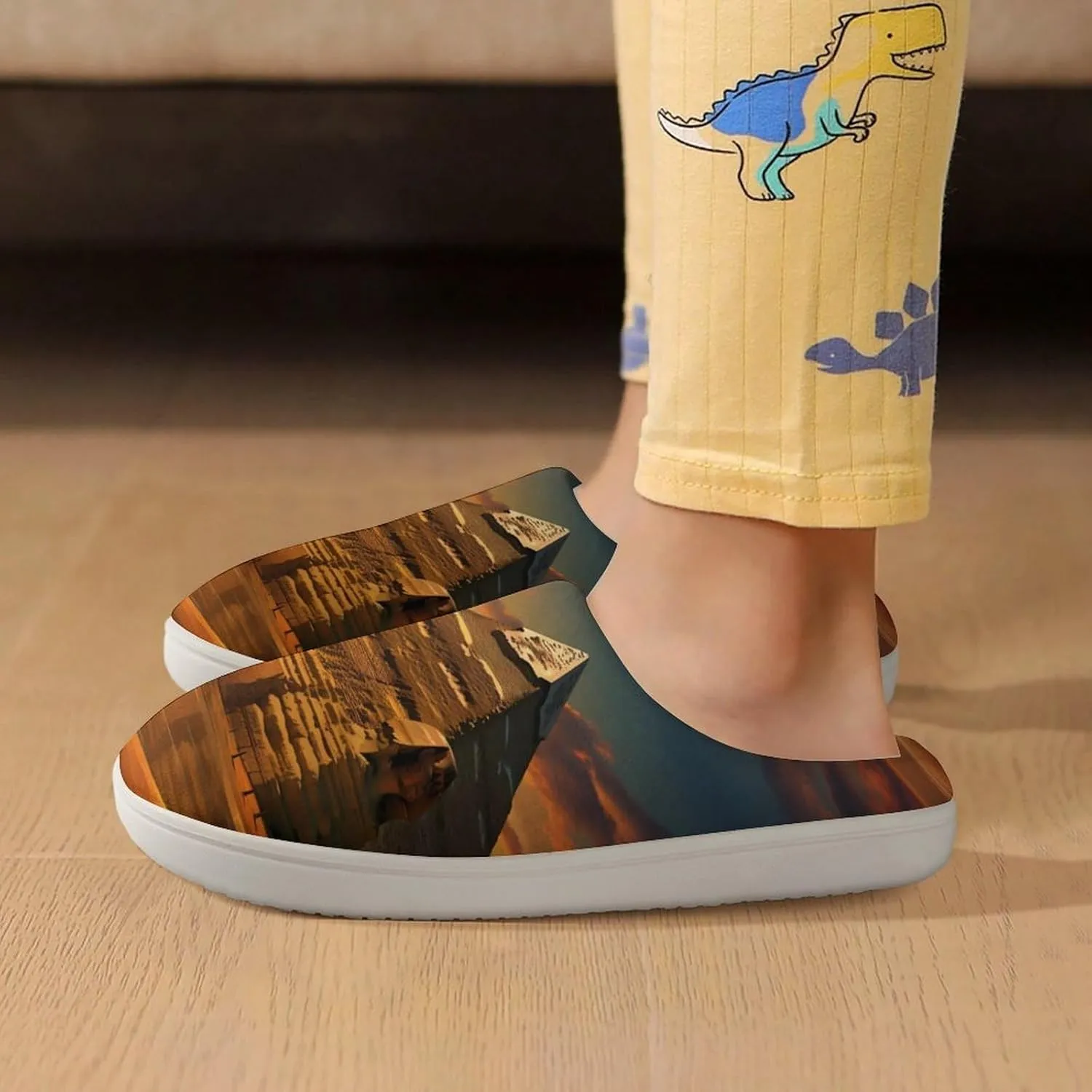 Ancient Egypt Secrets Pyramid Sphinx Kids Slippers for Girls Boys Winter Warm Plush Slip On House Slippers for Indoor Outdoor
