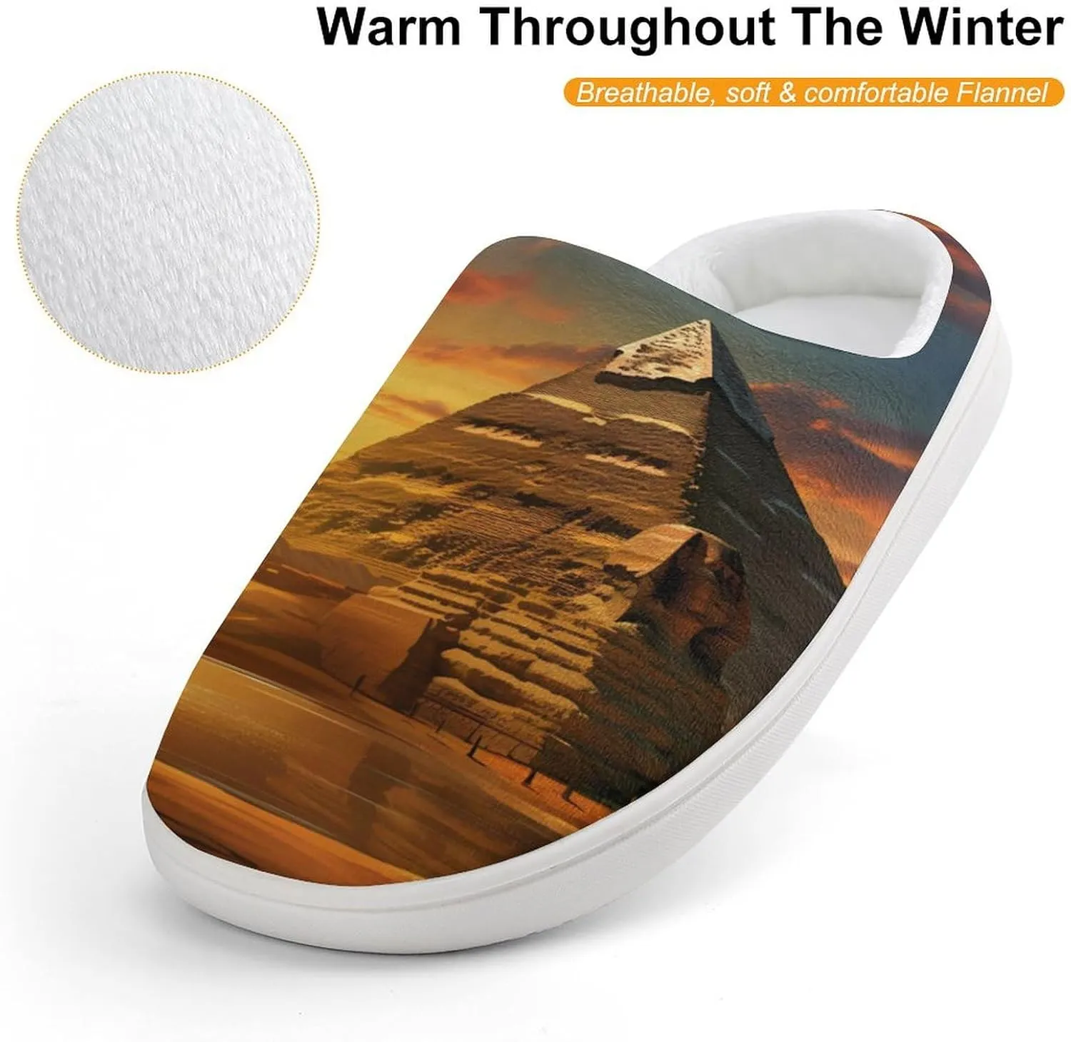 Ancient Egypt Secrets Pyramid Sphinx Kids Slippers for Girls Boys Winter Warm Plush Slip On House Slippers for Indoor Outdoor