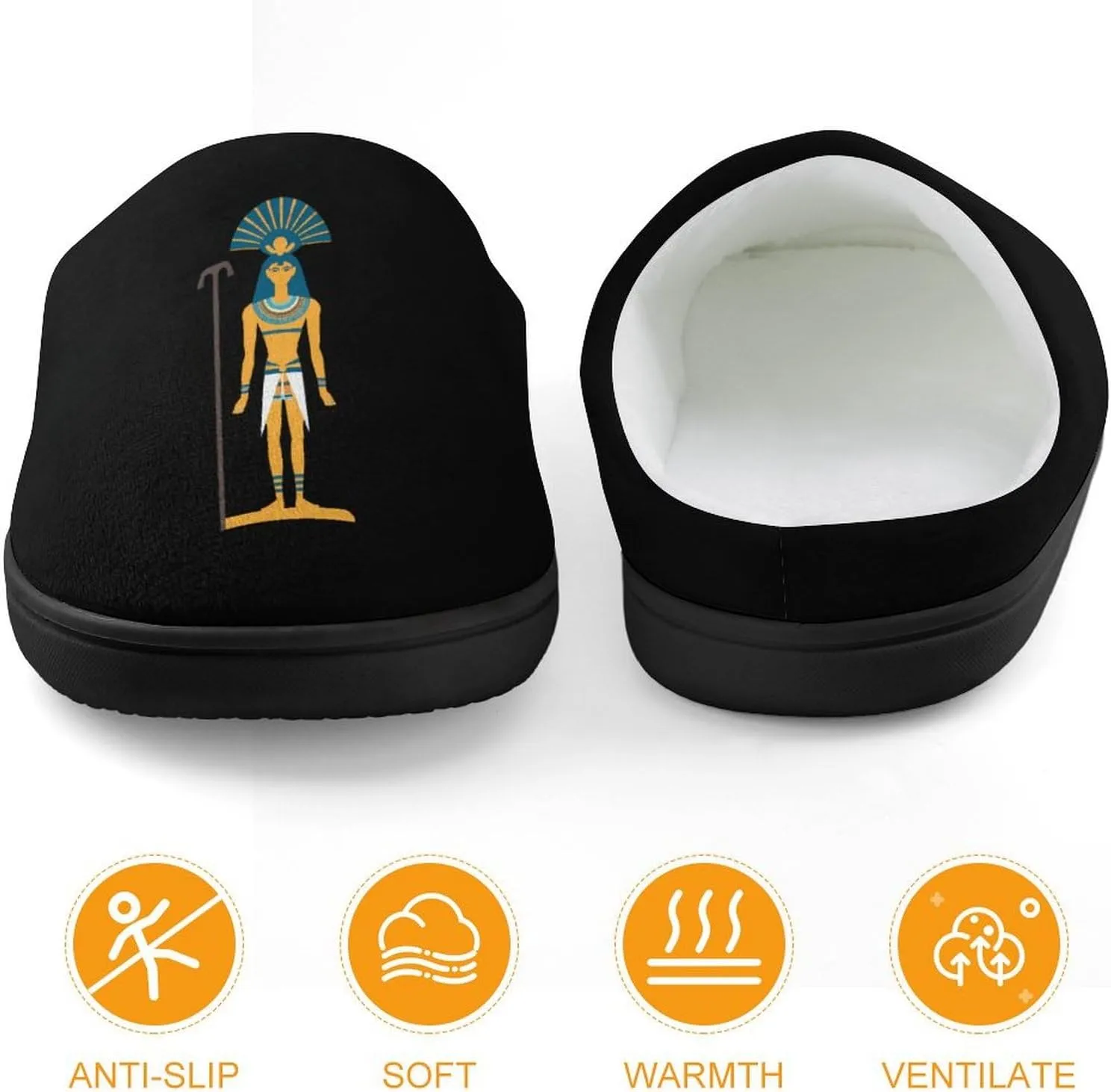 Ancient Egyptian Ancient God Kids Slippers for Girls Boys Winter Warm Plush Slip On House Slippers for Indoor Outdoor