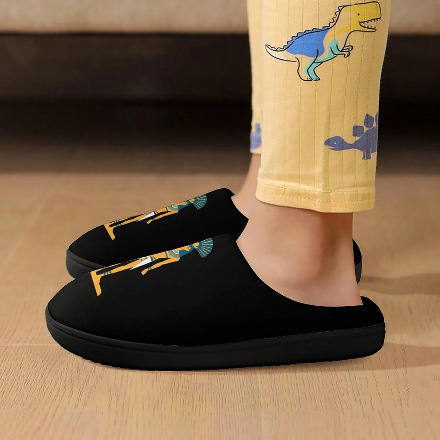 Ancient Egyptian Ancient God Kids Slippers for Girls Boys Winter Warm Plush Slip On House Slippers for Indoor Outdoor