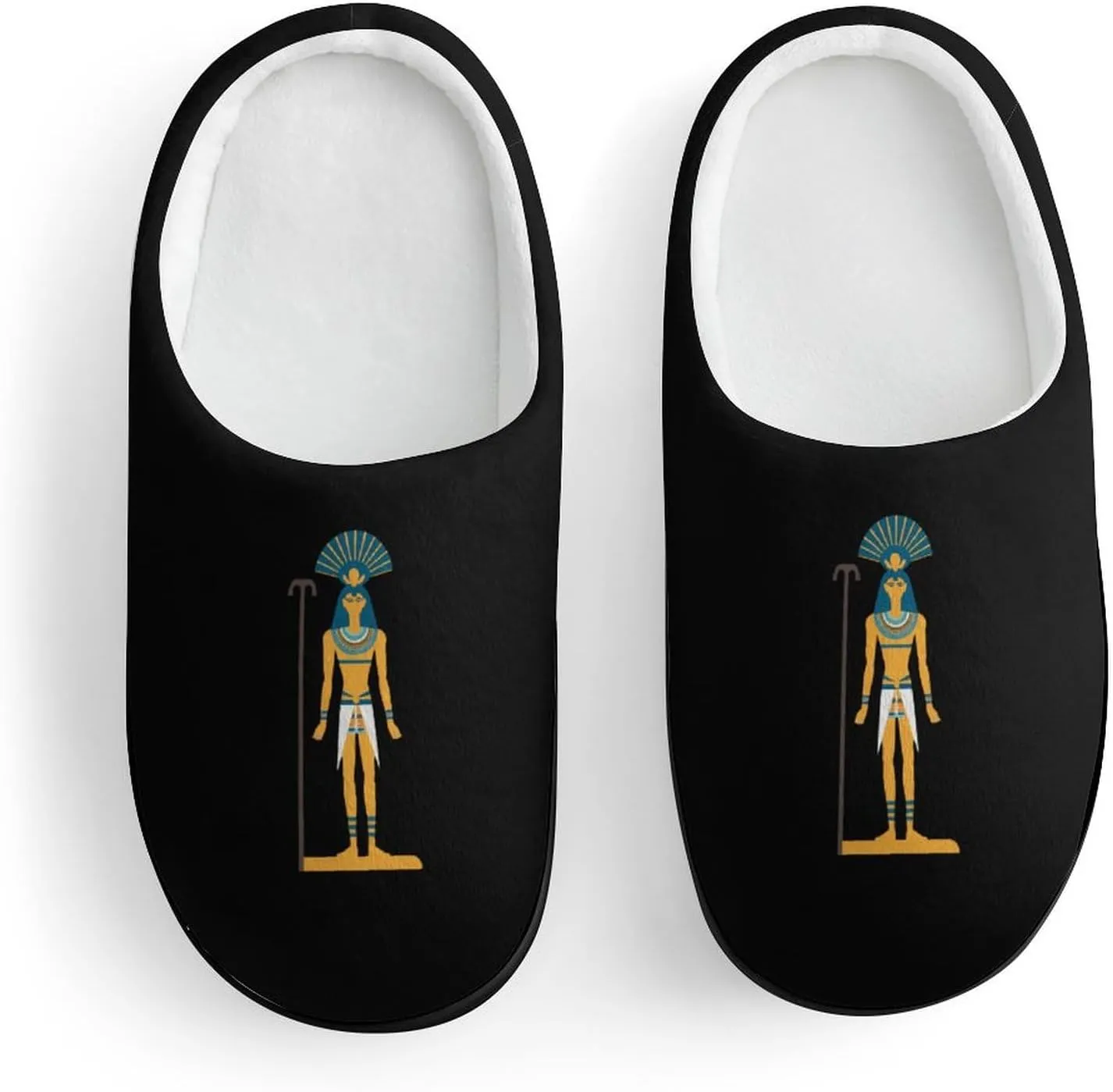 Ancient Egyptian Ancient God Kids Slippers for Girls Boys Winter Warm Plush Slip On House Slippers for Indoor Outdoor