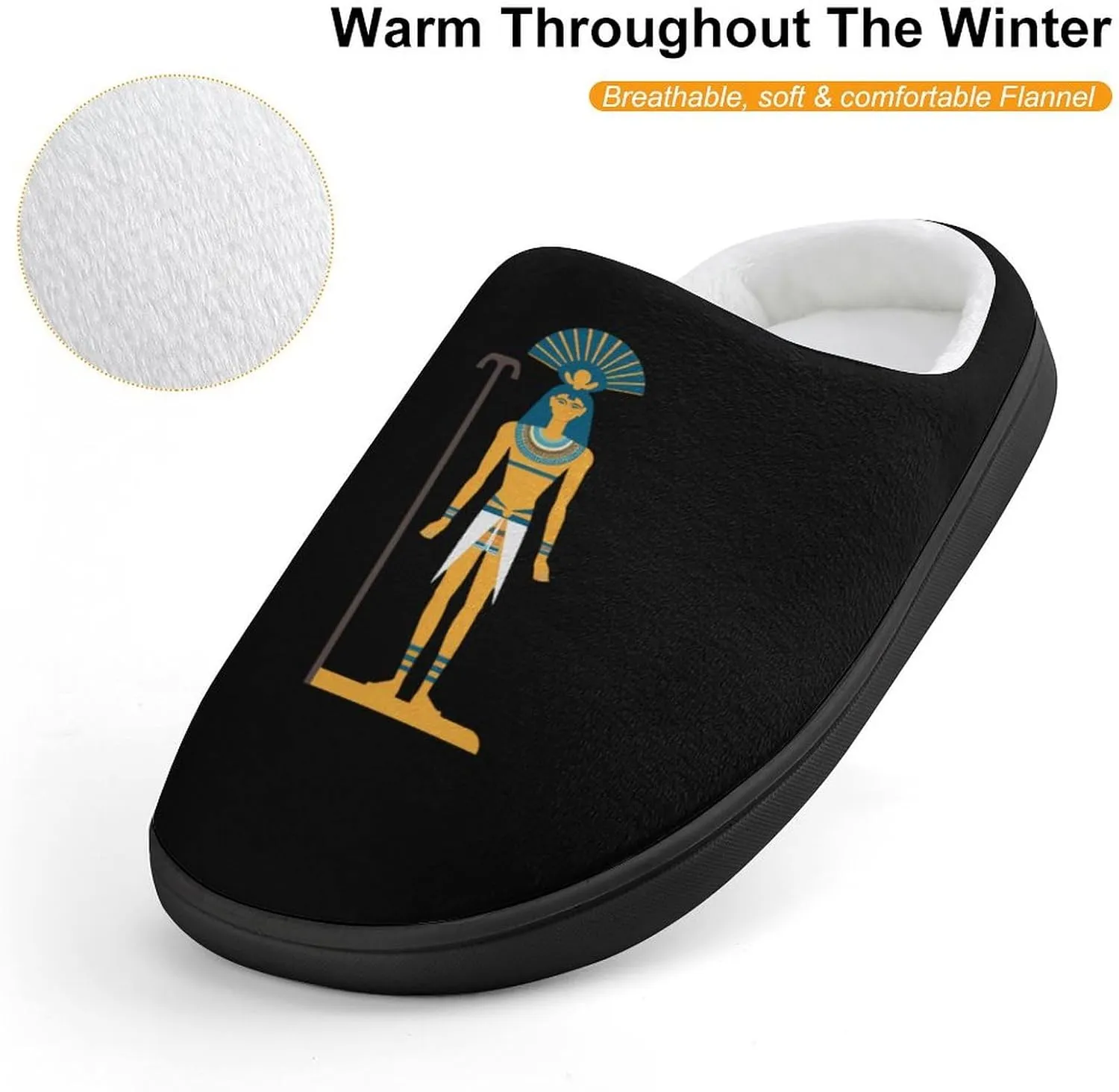 Ancient Egyptian Ancient God Kids Slippers for Girls Boys Winter Warm Plush Slip On House Slippers for Indoor Outdoor