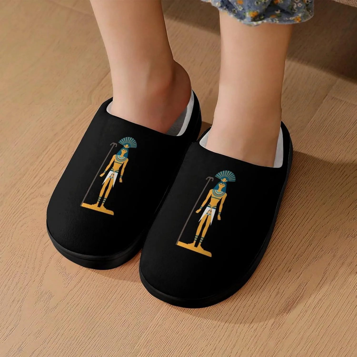 Ancient Egyptian Ancient God Kids Slippers for Girls Boys Winter Warm Plush Slip On House Slippers for Indoor Outdoor