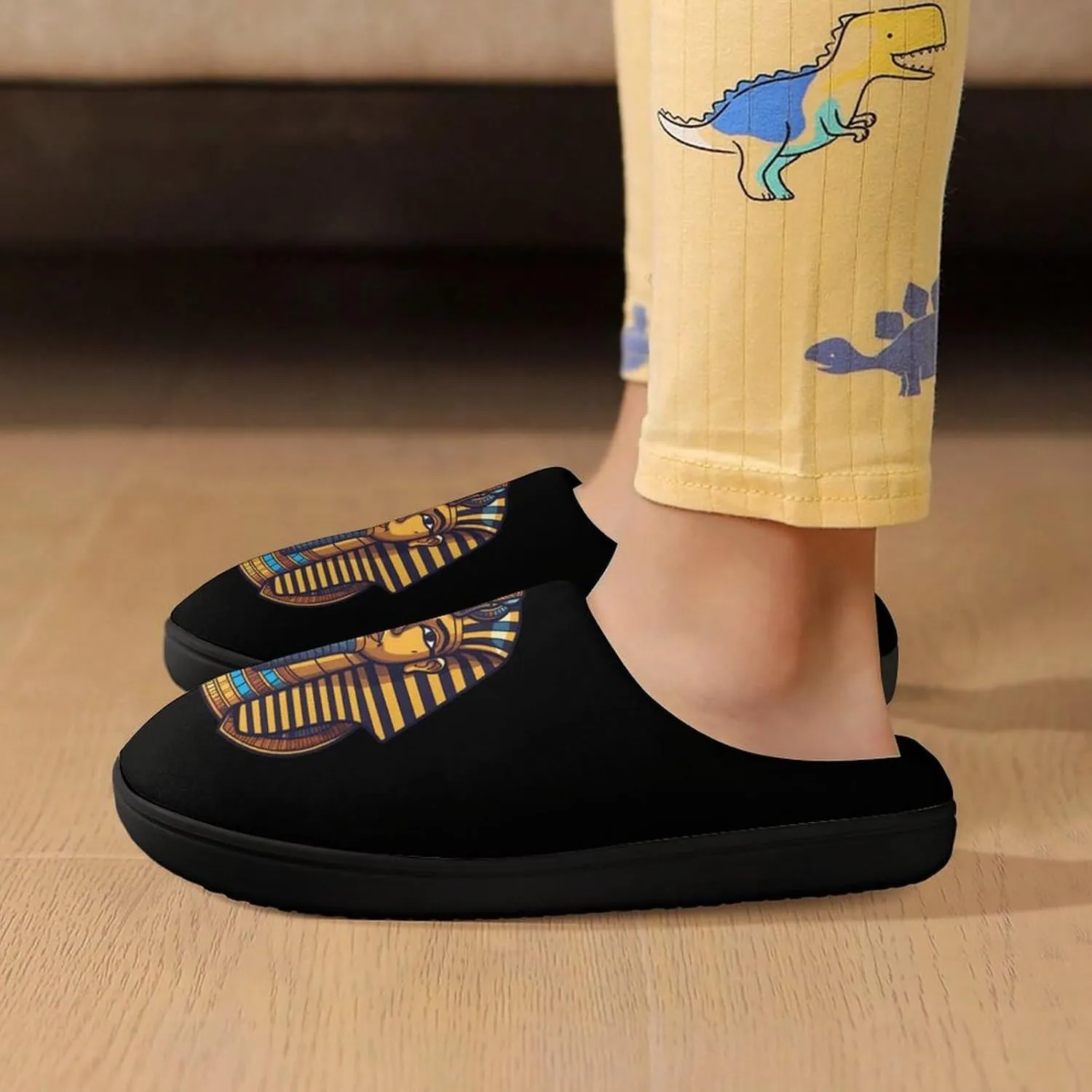 Ancient Egyptian Pharaoh King Egyptian Kids Slippers for Girls Boys Winter Warm Plush Slip On House Slippers for Indoor Outdoor