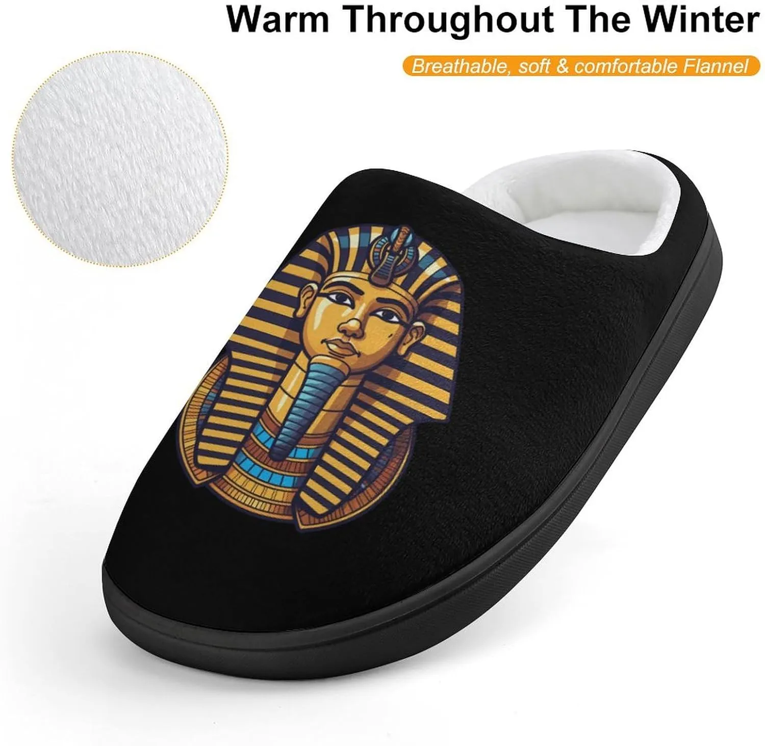 Ancient Egyptian Pharaoh King Egyptian Kids Slippers for Girls Boys Winter Warm Plush Slip On House Slippers for Indoor Outdoor