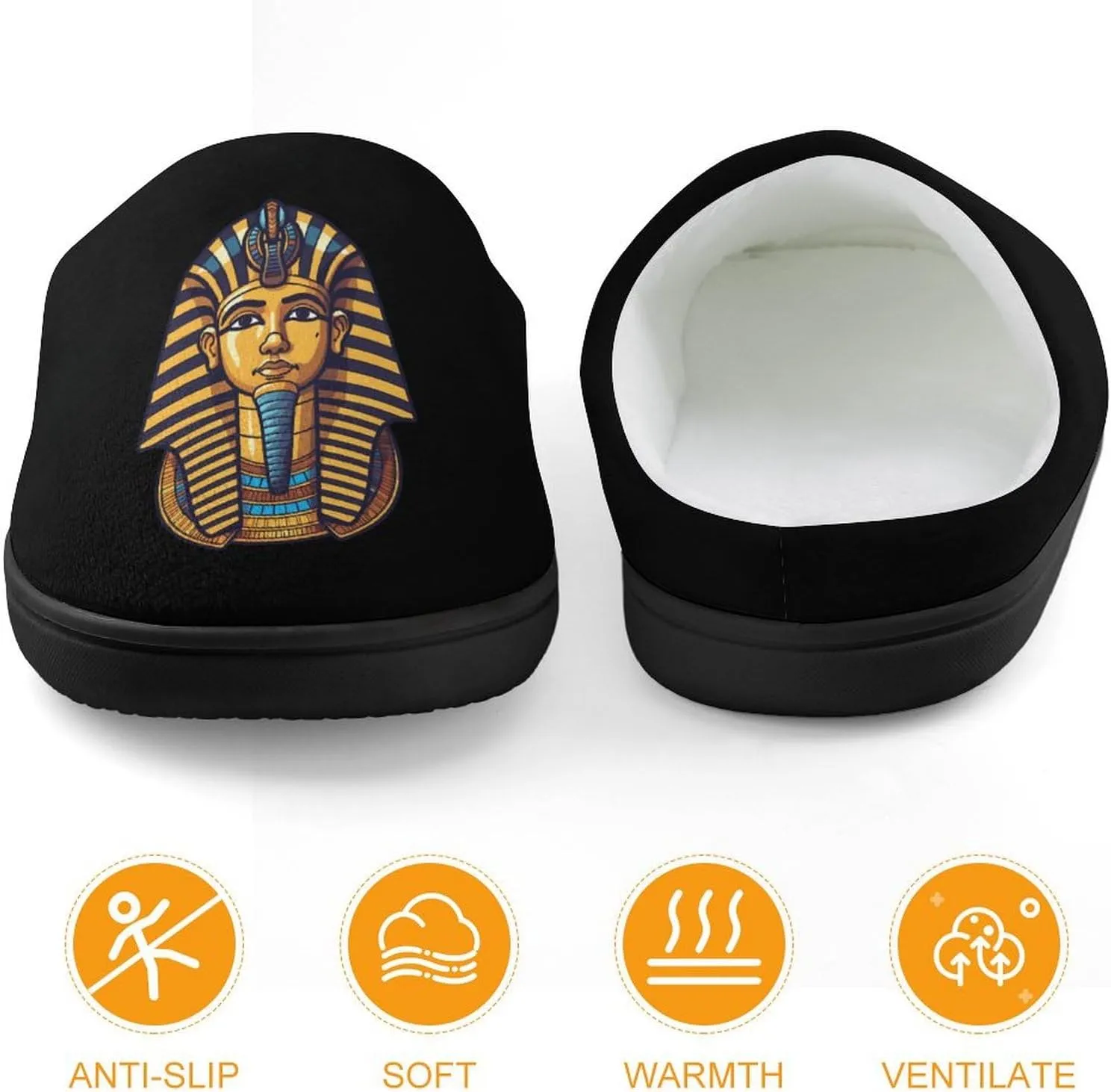 Ancient Egyptian Pharaoh King Egyptian Kids Slippers for Girls Boys Winter Warm Plush Slip On House Slippers for Indoor Outdoor