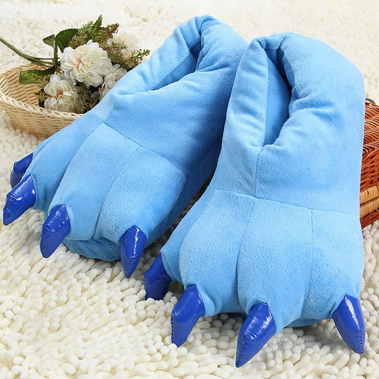 Animal paws plush cotton slippers men and women universal soft paws home cotton shoes