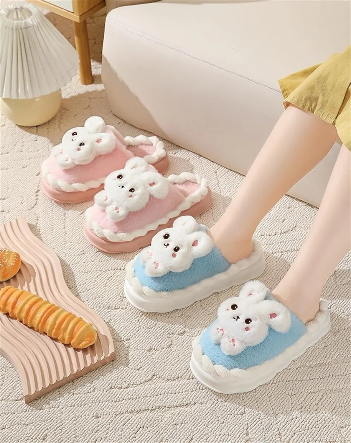 Animal Slippers for Women Cute Bunny Slippers Funny slipper Warm Plush Winter House Cotton Slippers