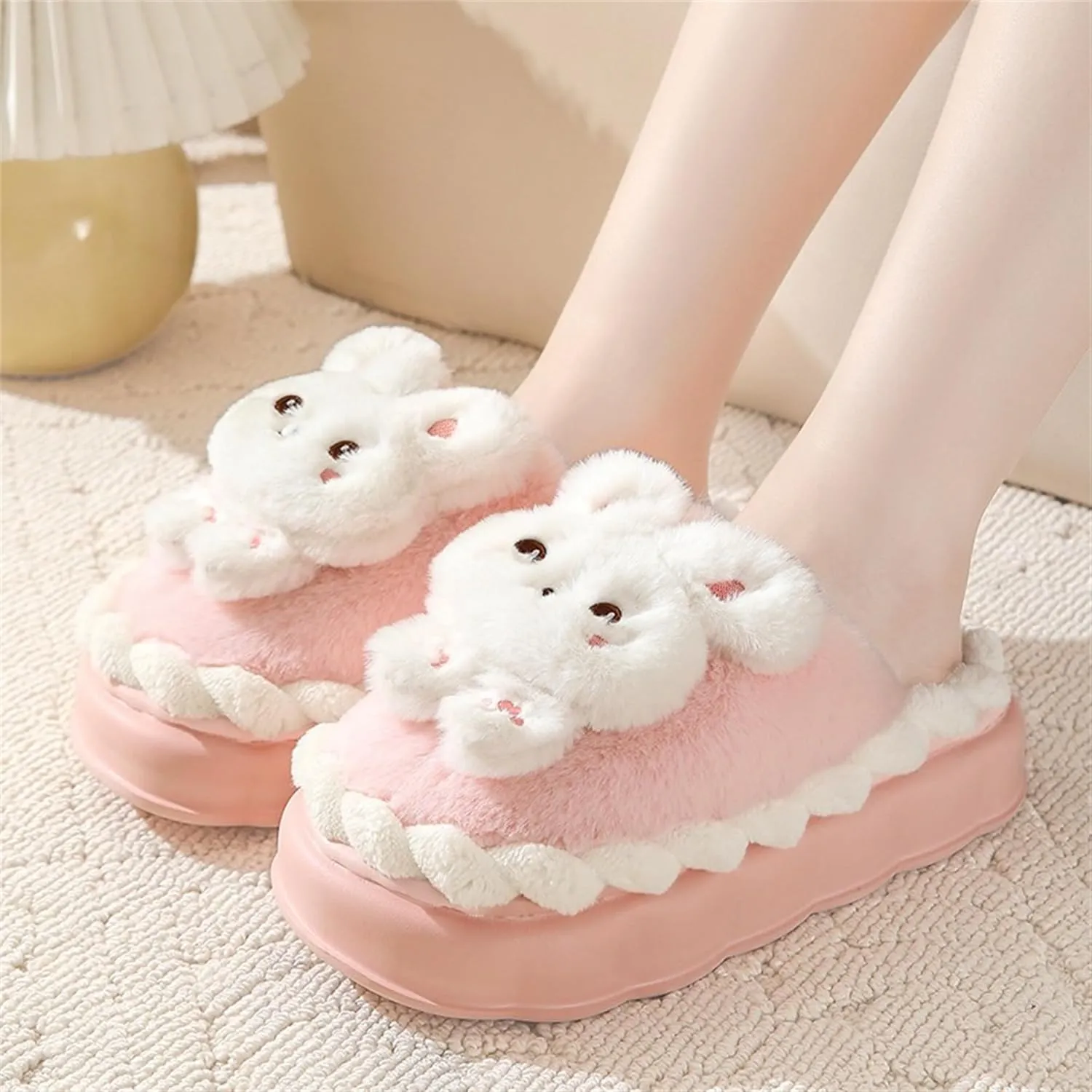 Animal Slippers for Women Cute Bunny Slippers Funny slipper Warm Plush Winter House Cotton Slippers