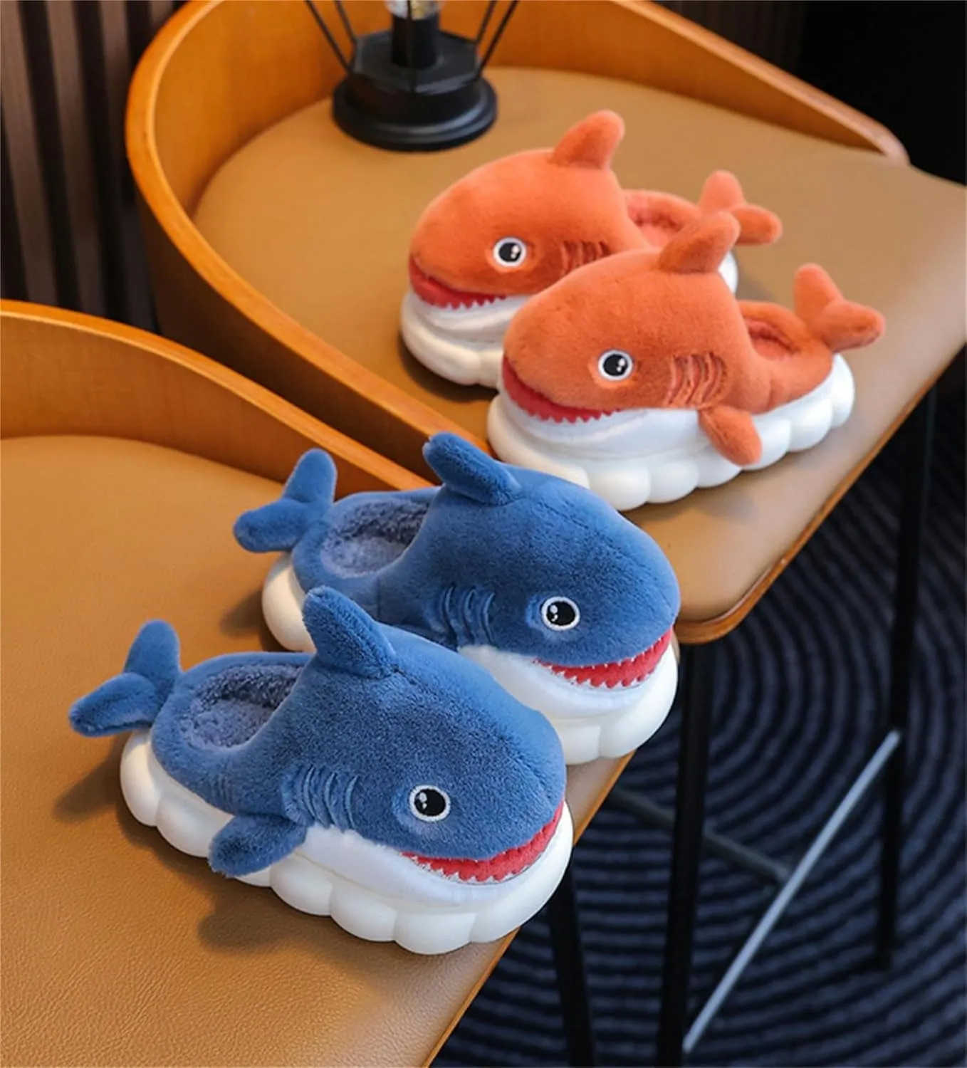 Animal slippers for Women Men Cute Shark Slippers Cozy adult home fuzzy cotton slippers