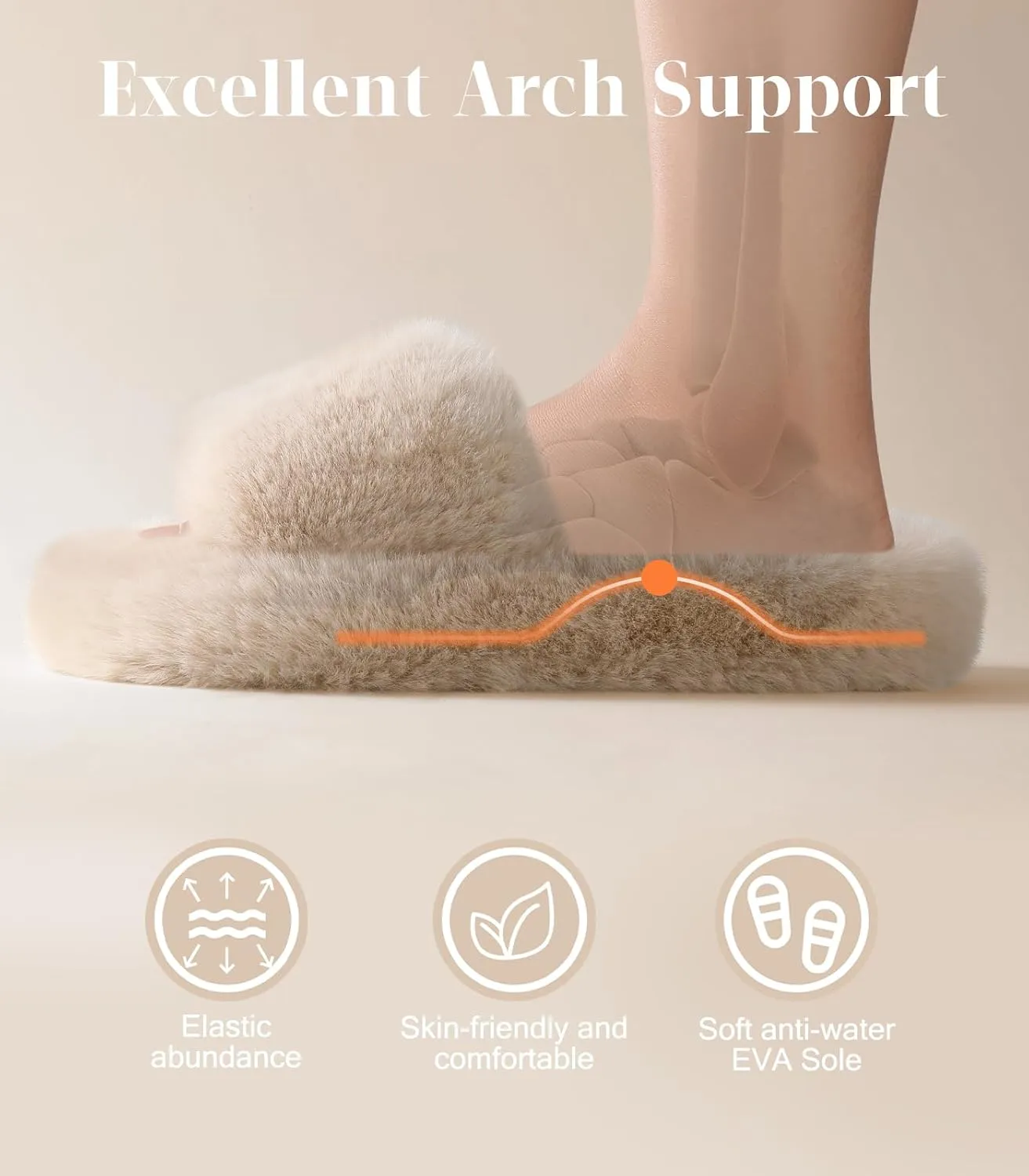 Ankis Womens’s Slippers Comfy Memory Foam House Open Toe Fuzzy Slipper Plush Indoor Outdoor Slide Furry Platform Fur Lined Shoes