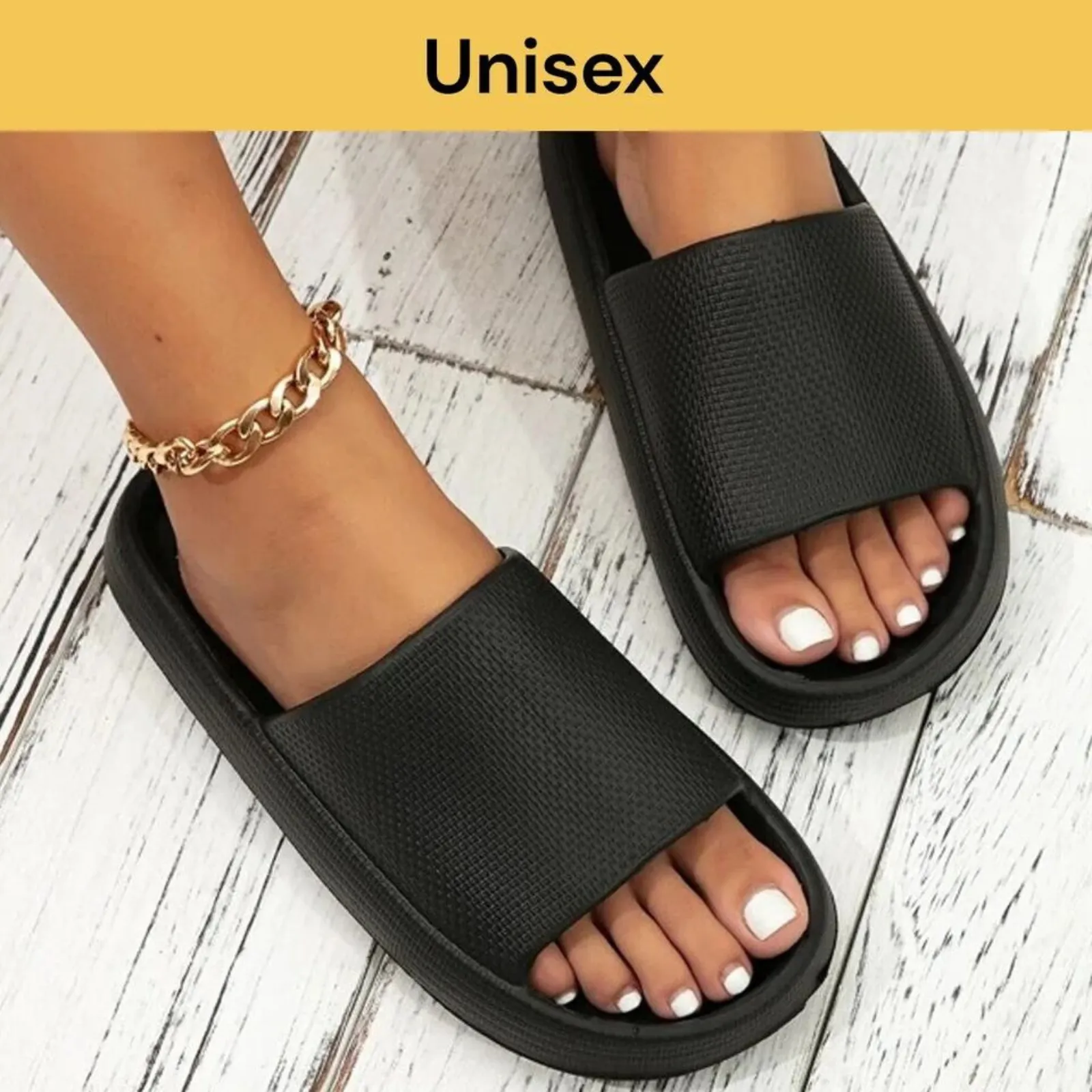 Anti-Slip Extra Soft Indoor PILLOW SLIDES Ultra-Soft Slippers Black 44-45