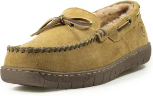ARIAT Men's Indoor/Outdoor Warm Comfortable Harrison Moccasin Slippers with Genuine Suede Leather Upper