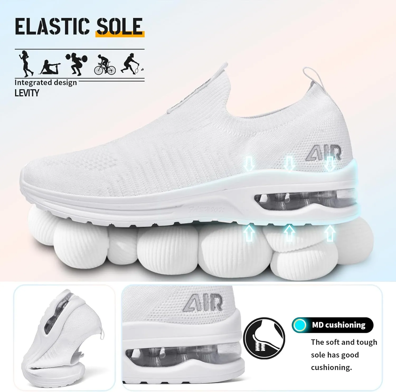 ASHION Running Shoes for Women Breathable Slip on Walking Shoes Women Comfy Foam Rubber Air Cushion Flats Sneaker