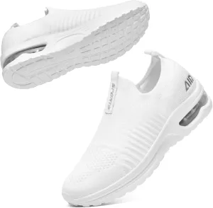 ASHION Running Shoes for Women Breathable Slip on Walking Shoes Women Comfy Foam Rubber Air Cushion Flats Sneaker