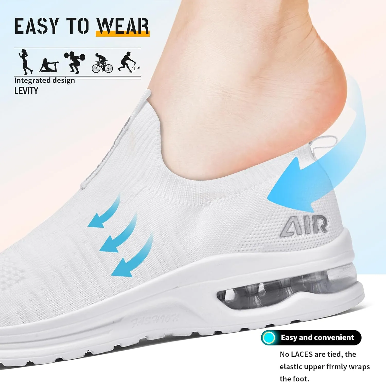 ASHION Running Shoes for Women Breathable Slip on Walking Shoes Women Comfy Foam Rubber Air Cushion Flats Sneaker