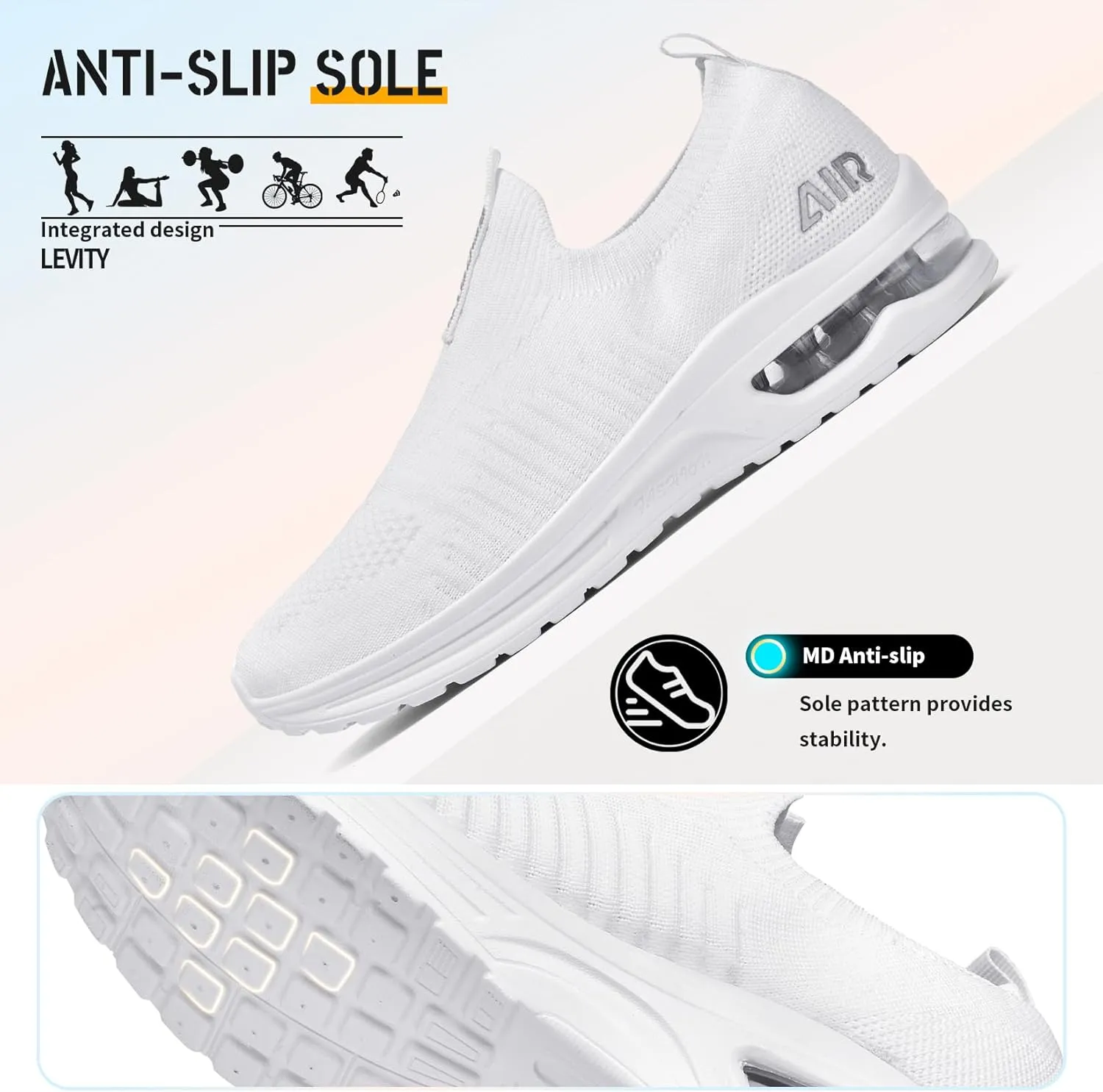 ASHION Running Shoes for Women Breathable Slip on Walking Shoes Women Comfy Foam Rubber Air Cushion Flats Sneaker