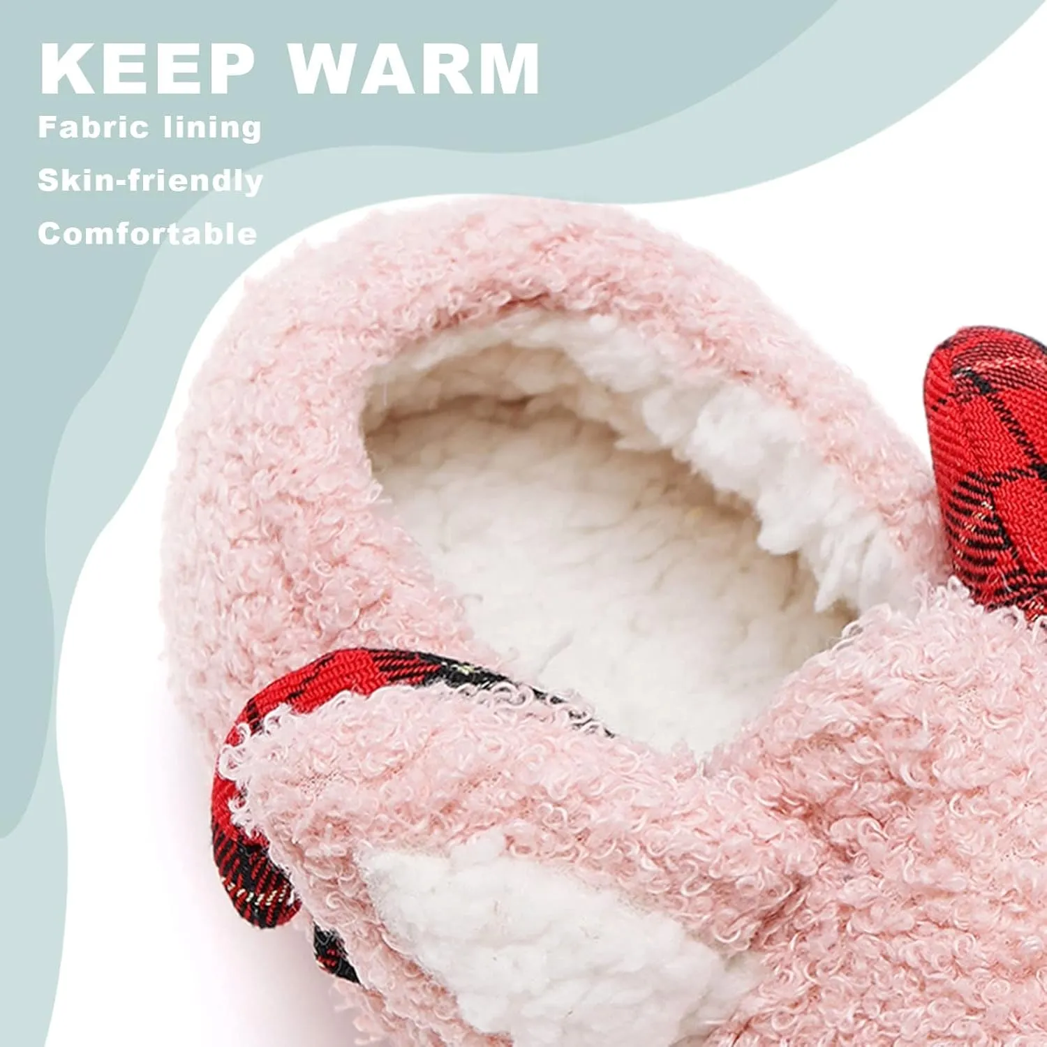 ASHION Women's Cute Fuzzy Reindeer House Slippers Stuffed Animal Bedroom Slippers Cozy Christmas Indoor Shoes