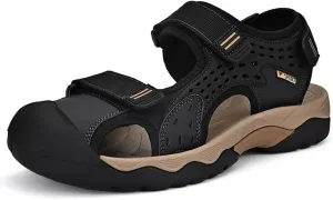 Asifn Men's Casual Sandals Closed Toe Outdoor Athletic Hiking Walking Lightweight Leather Breathable Non-slip Beach Water Shoes
