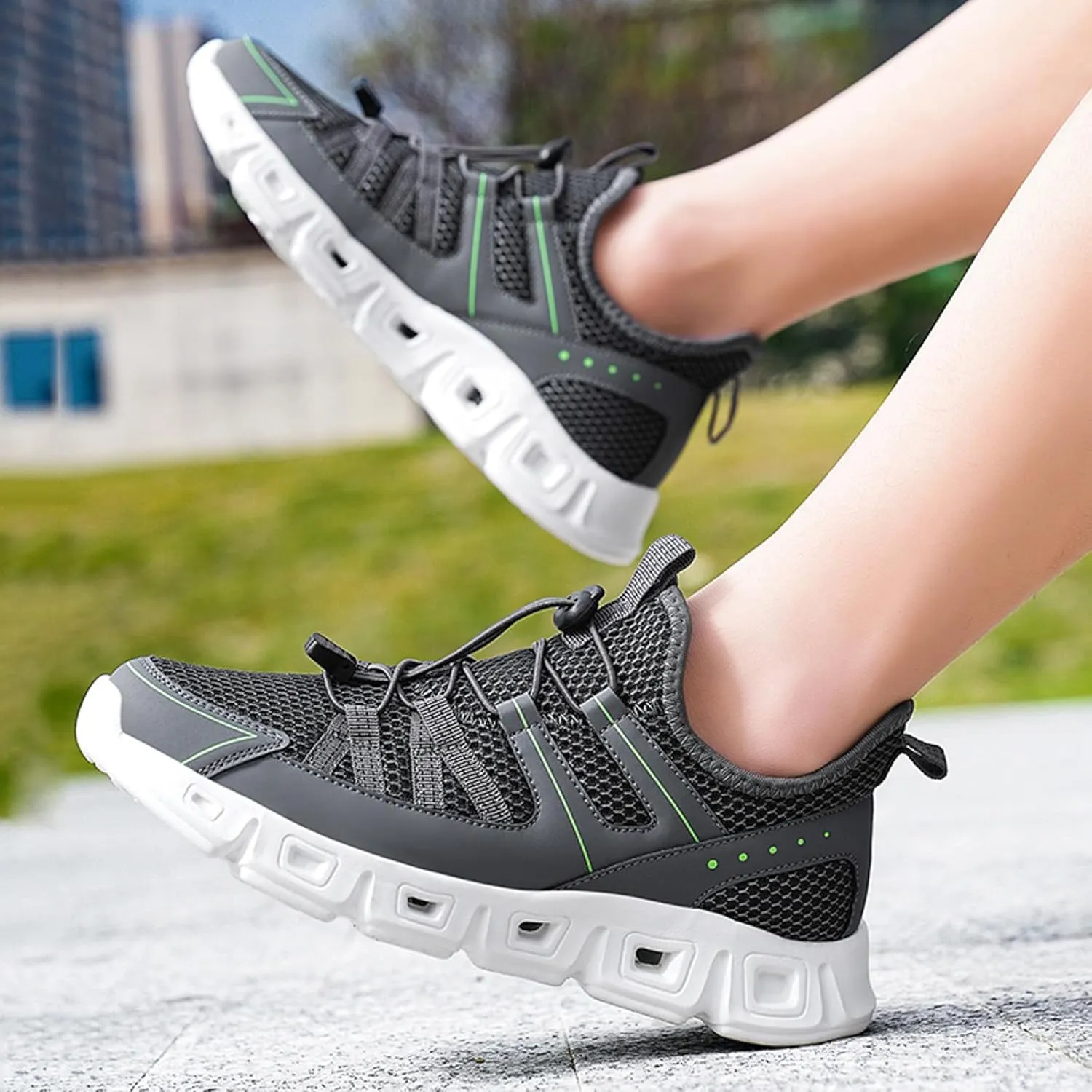 Athletic Fashion Sneakers for Men Breathable Elastic Fly Woven Mesh Sneaker Men's Lightweight Cushion Sneakers