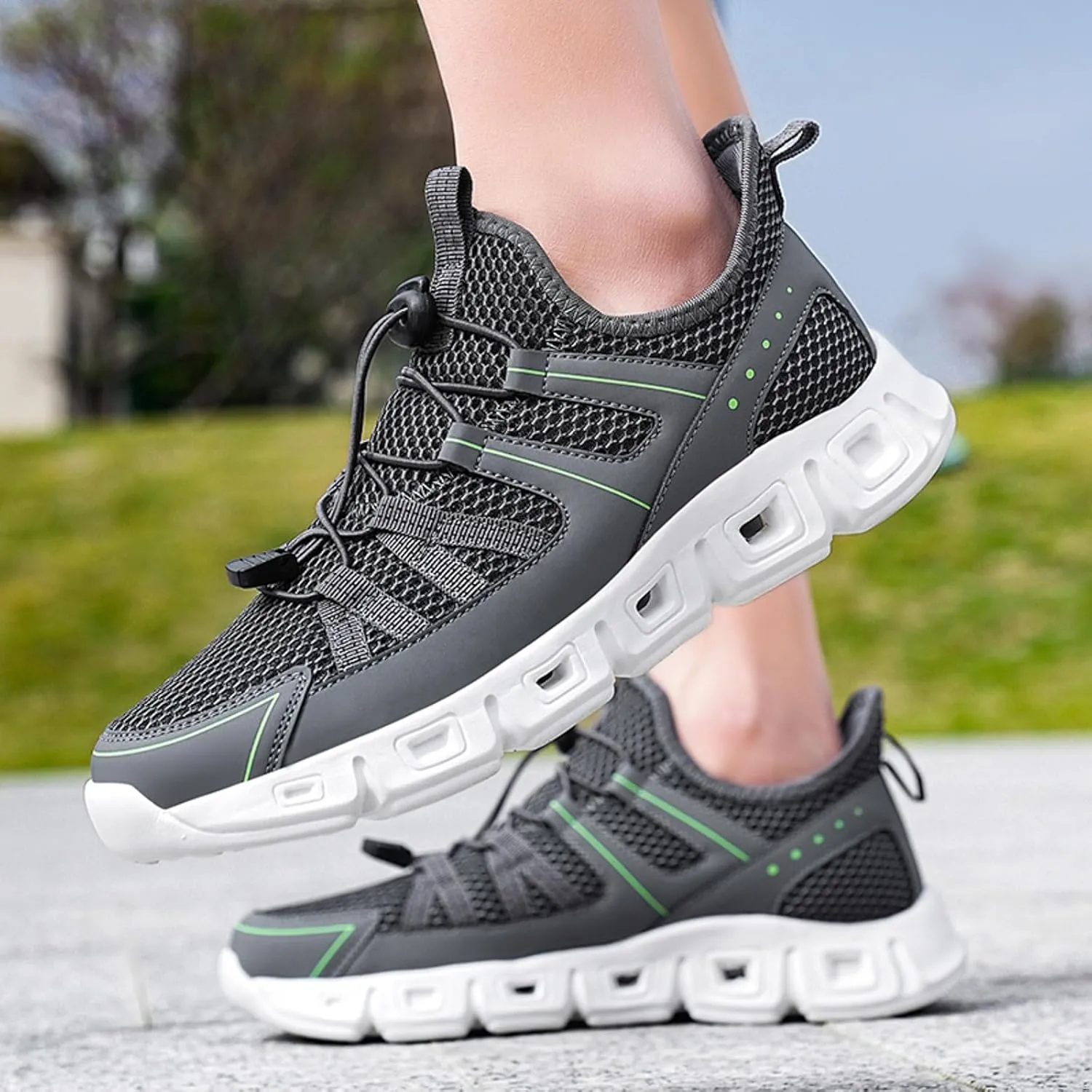 Athletic Fashion Sneakers for Men Breathable Elastic Fly Woven Mesh Sneaker Men's Lightweight Cushion Sneakers