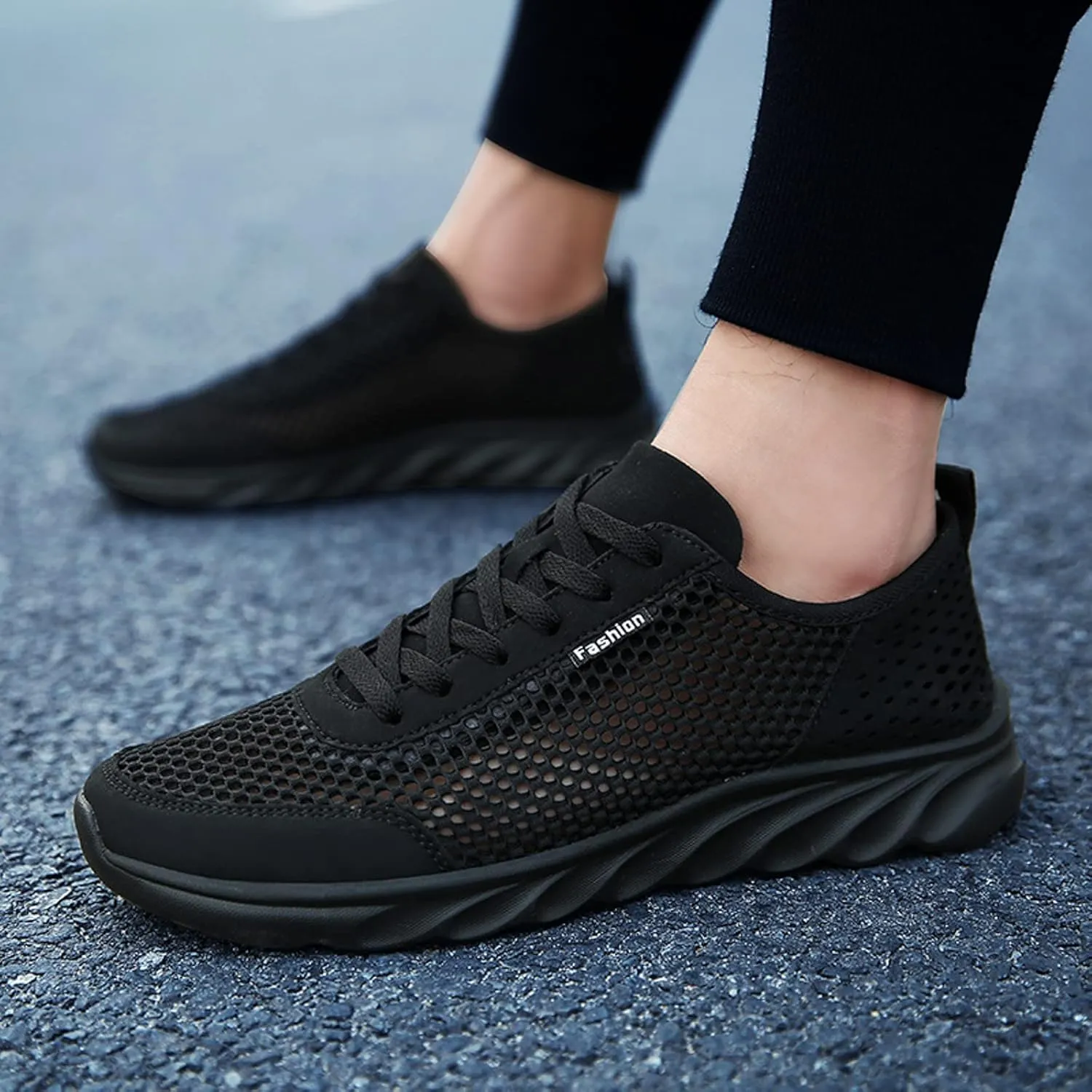 Athletic Fashion Sneakers for Men Breathable Elastic Fly Woven Mesh Sneaker Men's Stylish Lightweight Sneakers